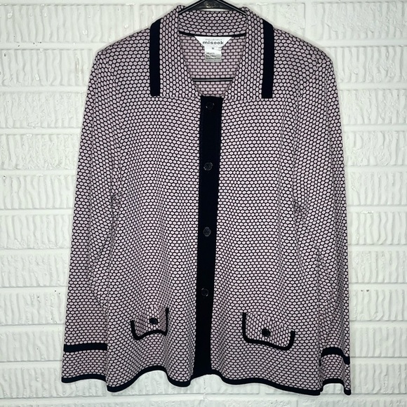 Misook Pink and Black Cardigan - Picture 1 of 3